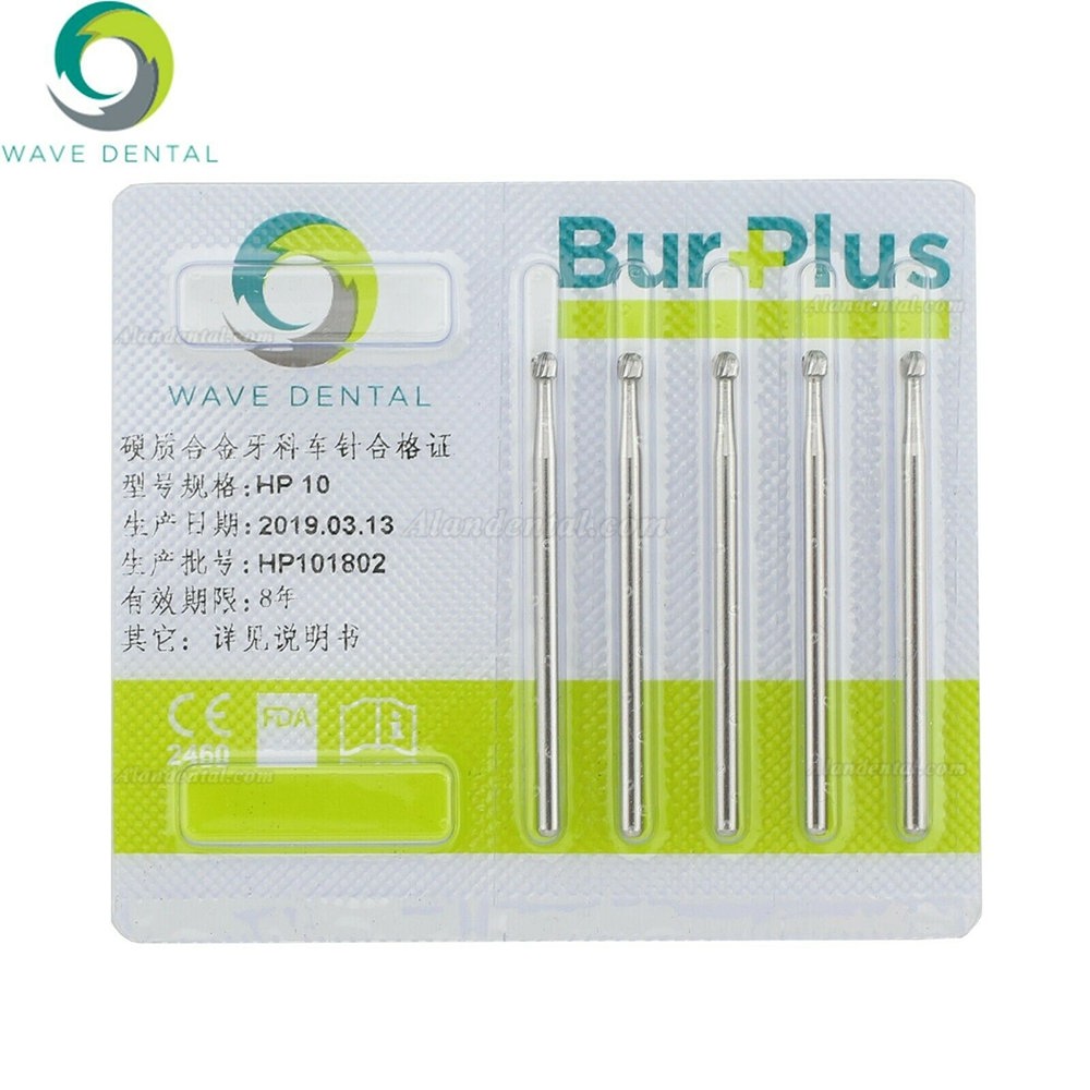 10Pcs Wave Dental Carbide Straight Handpiece Burs Round HP 10# Burs